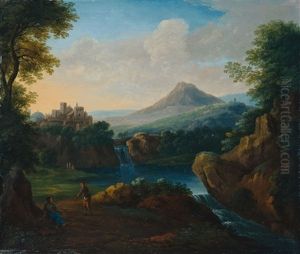 Sudliche Flusslandschaften Mit Figurenstaffage (2 Works) by Jan Frans van Bloemen