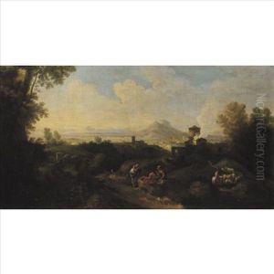 Italianate Landscape With Figures by Jan Frans van Bloemen