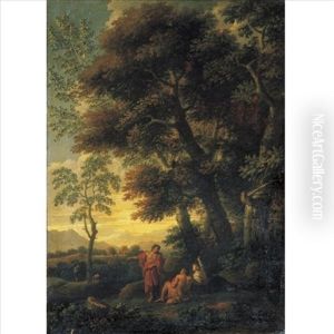 A Landscape With Figures Resting In The Foreground by Jan Frans van Bloemen