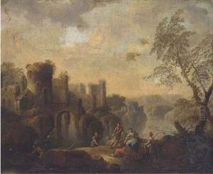 A Landscape With Fisherfolk Hauling In Nets, A Town Beyond A Landscape With Fisherfolk Hauling In Nets, A Town Beyond