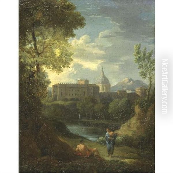 Landscape With Figures Resting By A Lake, A Town Beyond - view 1