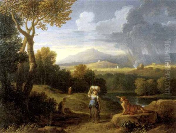 Paesaggio Laziale Con Astanti In Primo Piano Nei Pressi Di Un Fiume - view 1