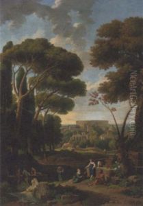 A Classical Landscape With A View Of Rome by Jan Frans van Bloemen