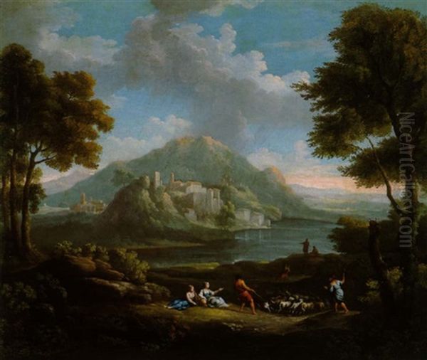 Paesaggio Fluviale Con Armenti - view 1