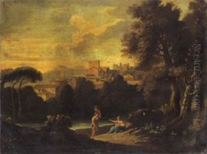 Paesaggio Fluviale Con Figure by Jan Frans van Bloemen