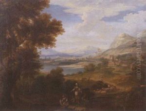 Italianate Landscape With Figures by Jan Frans van Bloemen