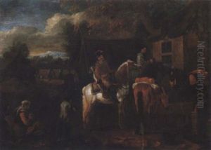 Landskap Med Rastande Kavallerist by Jan Frans van Bloemen