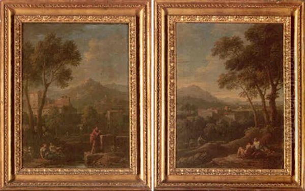 Italianate Landscape With Figures Resting Before Hill-top Villages - view 1