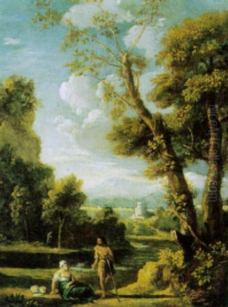 Bewaldete Fluslandschaft Mit Rastenden - view 1