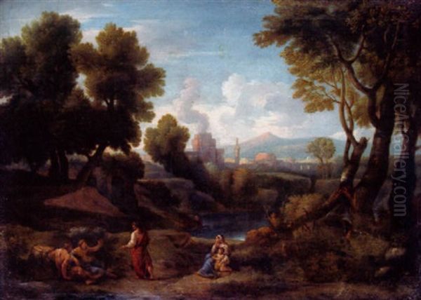 Italienskt Landskap Med Figurer - view 1