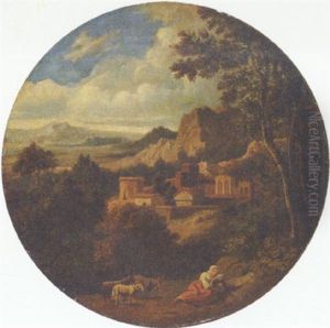 An Italianate Landscape With A Shepherdess Resting An Italianate Landscape With A Shepherdess Resting