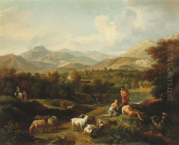 Italienskt Landskap Med Herdar Och Boskap - view 1