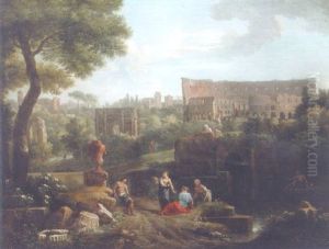 A Capriccio Of Rome With The Colosseum And The Arch Of Constantine