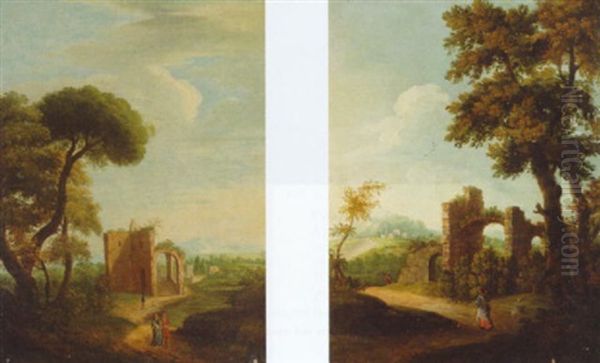 Figures On A Track Before A Ruin - view 1