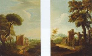 Figures On A Track Before A Ruin