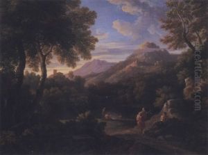 An Italianate Landscape With Figures by Jan Frans van Bloemen