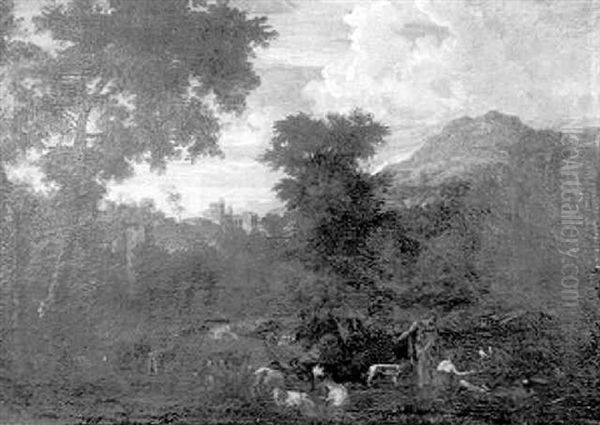 Paysage De La Campagne Romaine Avec Des Bergers - view 1