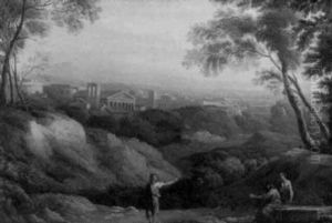 Vue De Fantaisie De La Campagne Romaine Animee De Personnages by Jan Frans van Bloemen