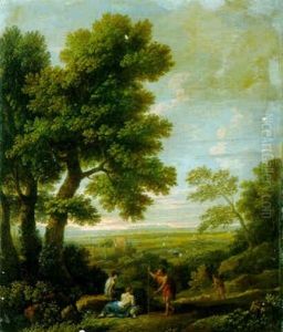 A Wooded Landscape With Peasants Resting On The Crest Of A Hill thumbnail