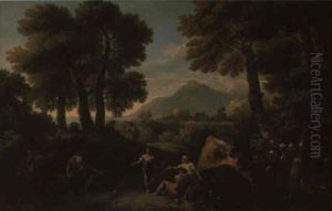 Classical Landscape With Figures Conversing On A Path