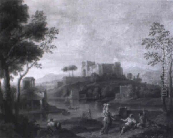 Italienische Landschaft Mit Personenstaffage - view 1