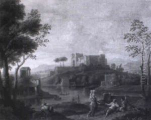 Italienische Landschaft Mit Personenstaffage by Jan Frans van Bloemen