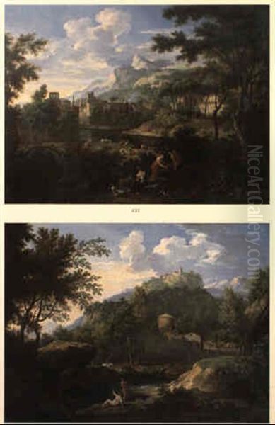 An Italianate Landscape With Classical Figures By A Village - view 1
