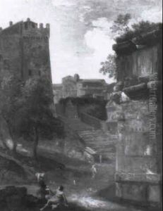 A Shepherd And A Maid Resting On The Outskirts Of A Walled Town