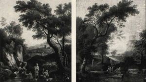 Italian Landscapes With Fishermen by Jan Frans van Bloemen