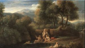 Diana Bathing With Her Nymphs, Surprised By Actaeon by Jan Frans van Bloemen
