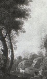 Wooded Landscape With A Goatherd Resting In The Foreground Wooded Landscape With A Goatherd Resting In The Foreground