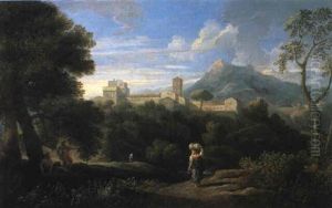 Paesaggio Laziale Con Figure Ed Un Complesso Conventuale