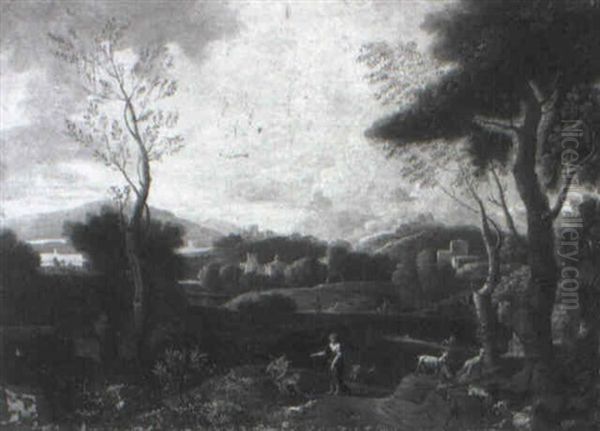 A Classical Landscape With A Shepherd And His Companion Conversing - view 1
