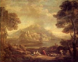Classical Landscape With Herdsmen by Jan Frans van Bloemen