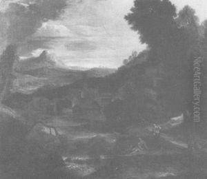 Romantische Landschaft Mit Staffagen