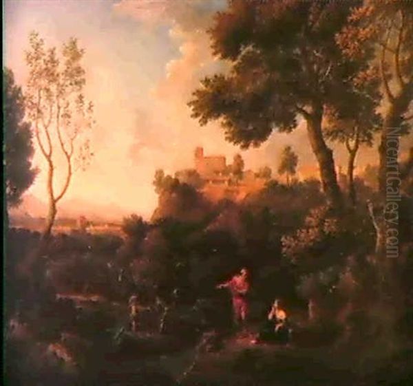 Paysage Avec Un Homme Debout, Le Bras Droit Pointe Vers L'arriere - view 1