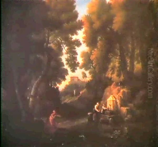 Paysage Avec Deux Femmes Pres D'une Fontaine - view 1
