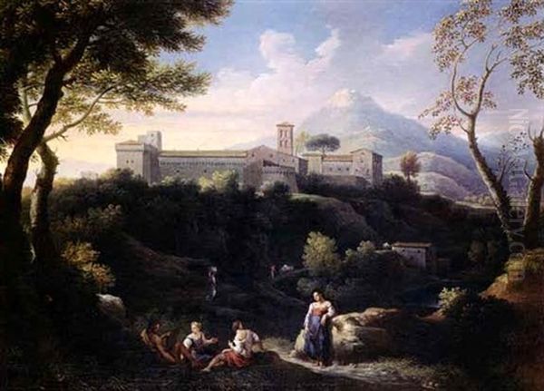 Extensive Southern Landscape With Figures Near A Castle - view 1