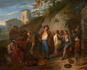 Buveurs Et Fumeurs Dans Un Paysage De La Campagne Romaine
