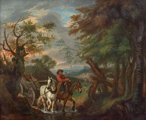 Paysan Traversant Un Ruisseau by Norbert van (Cefalus) Bloemen