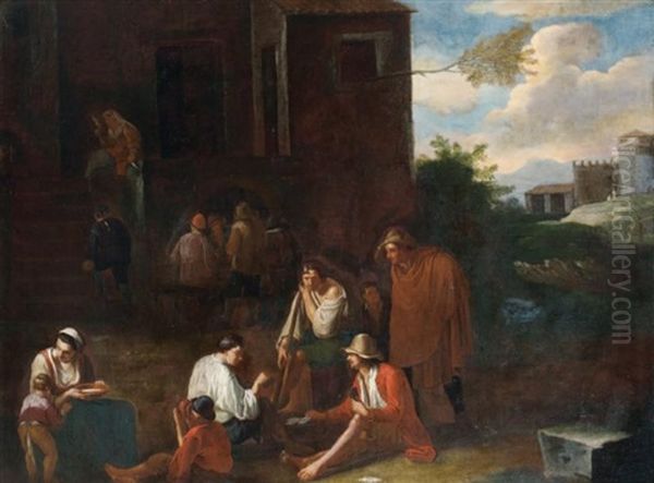 Les Joueurs De Cartes Devant Une Ferme - view 1