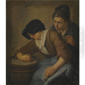 Interior With A Man And A Woman Smoking by Norbert van (Cefalus) Bloemen