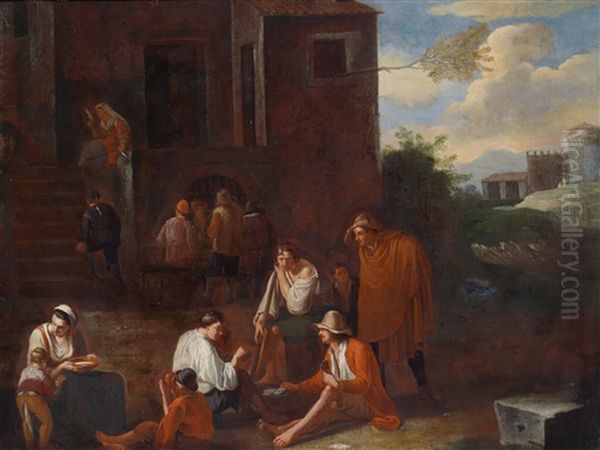 Kartenspieler Vor Einer Taverne - view 1