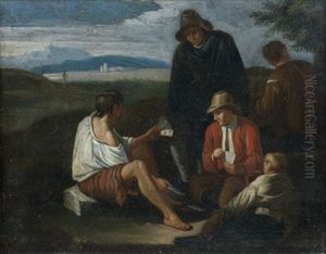 Des Joueurs De Cartes En Pleine Campagne by Norbert van (Cefalus) Bloemen
