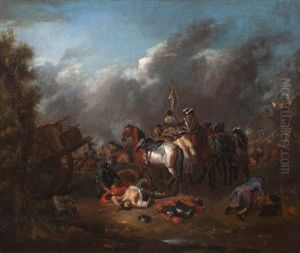 Combat Des Troupes Suedoises by Pieter van Bloemen