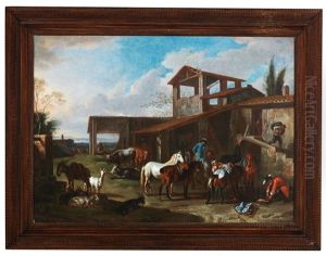 Rider Resting Before A Farmhouse