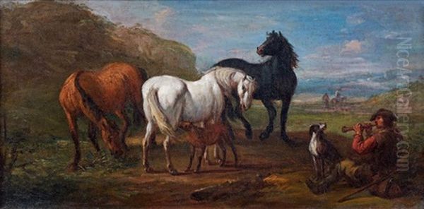Joueur De Flute Et Chevaux - view 1