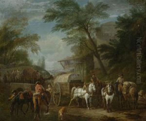 Landschaft Mit Zwei Planwagen