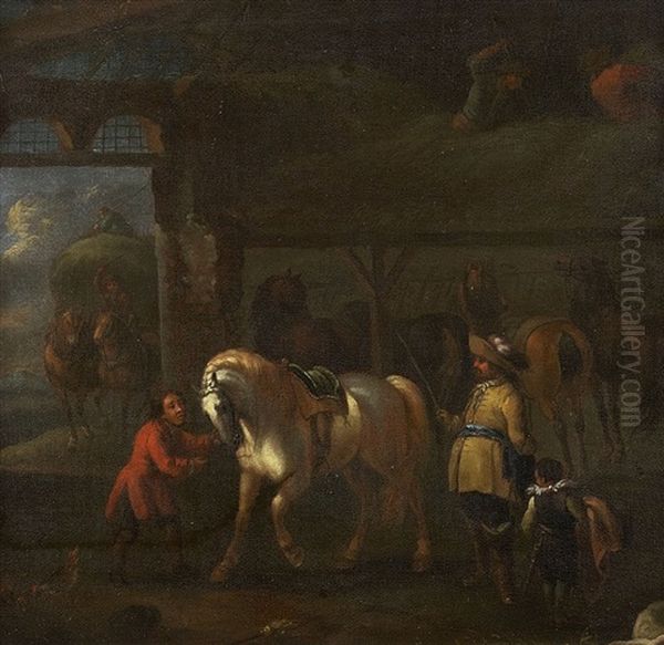 Stallinterieur Mit Vorfuhrung Eines Schimmels - view 1