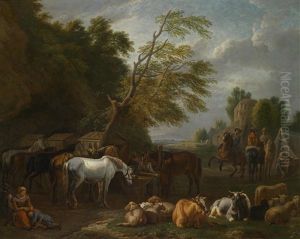 Ein Kavallerielager In Landlicher Umgebung